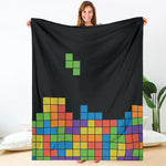 Colorful Brick Puzzle Video Game Print Blanket