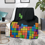 Colorful Brick Puzzle Video Game Print Blanket