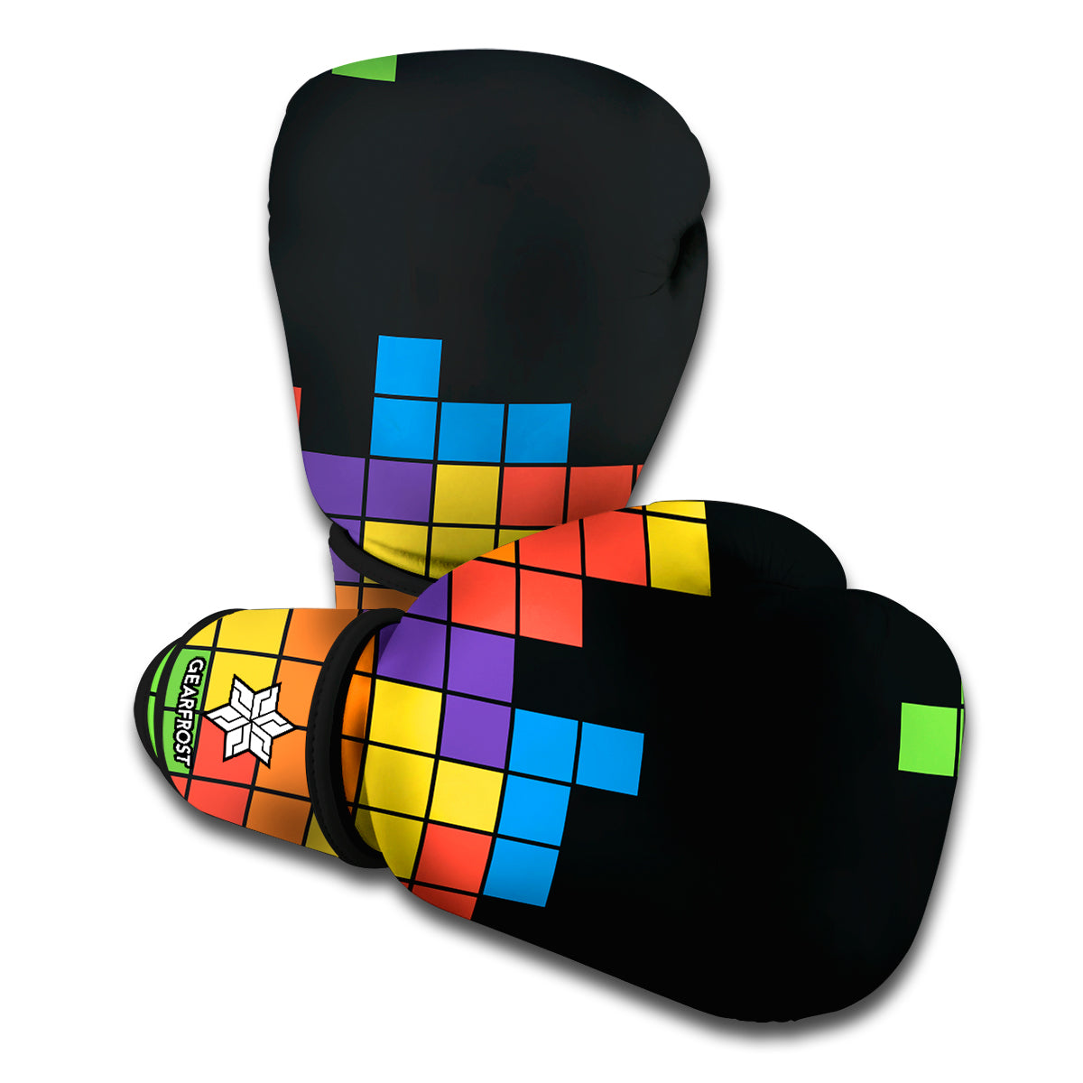 Colorful Brick Puzzle Video Game Print Boxing Gloves