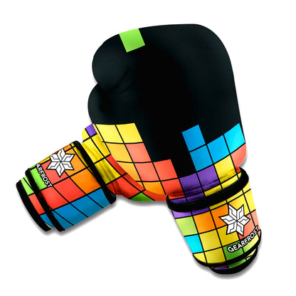 Colorful Brick Puzzle Video Game Print Boxing Gloves