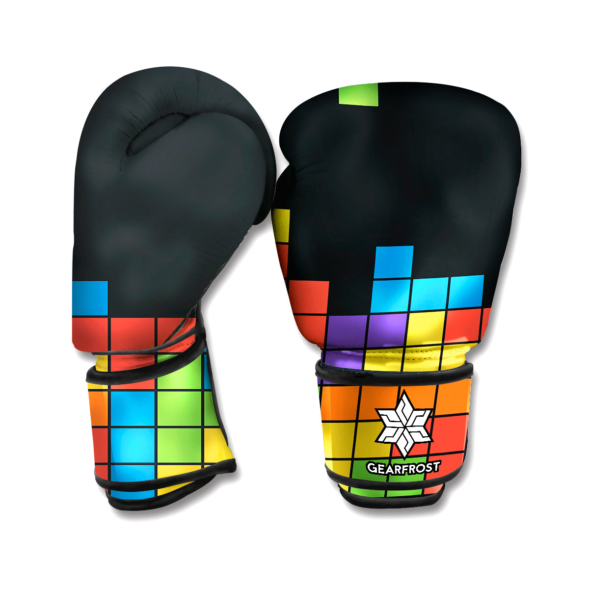 Colorful Brick Puzzle Video Game Print Boxing Gloves