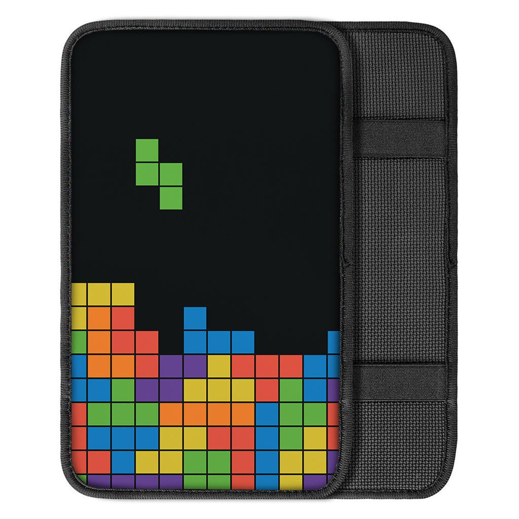 Colorful Brick Puzzle Video Game Print Car Center Console Cover