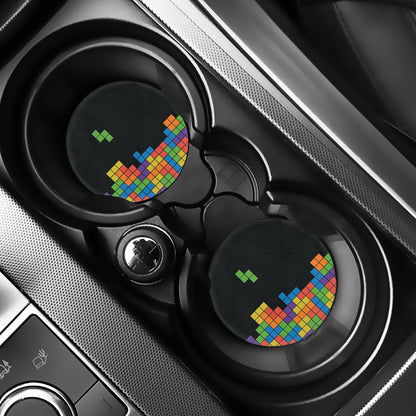Colorful Brick Puzzle Video Game Print Car Coasters