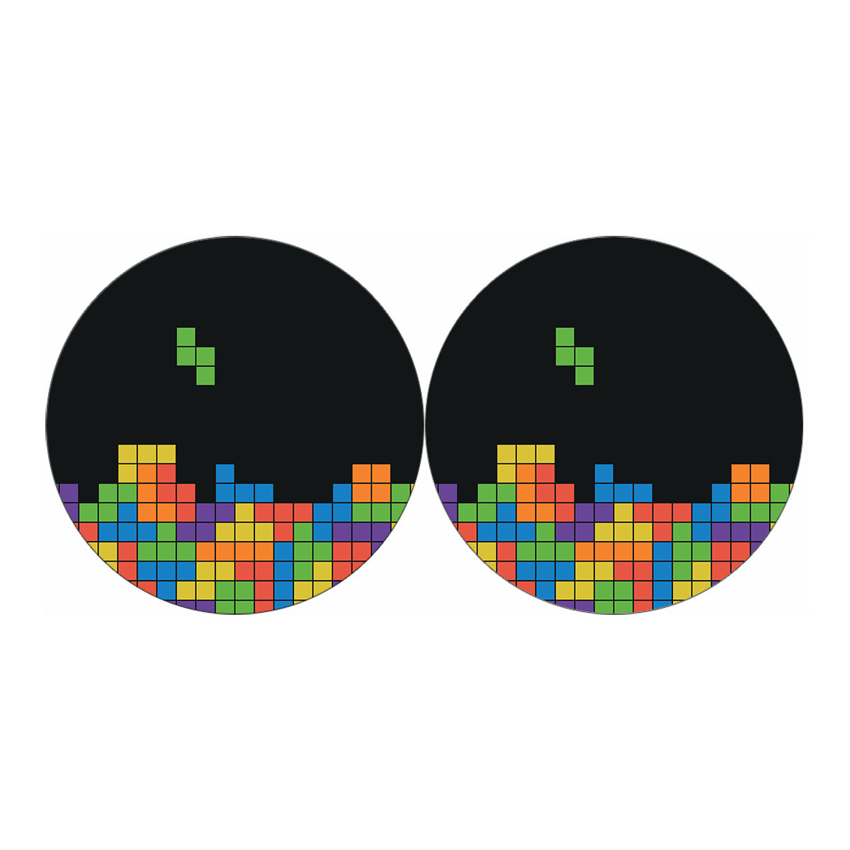 Colorful Brick Puzzle Video Game Print Car Coasters