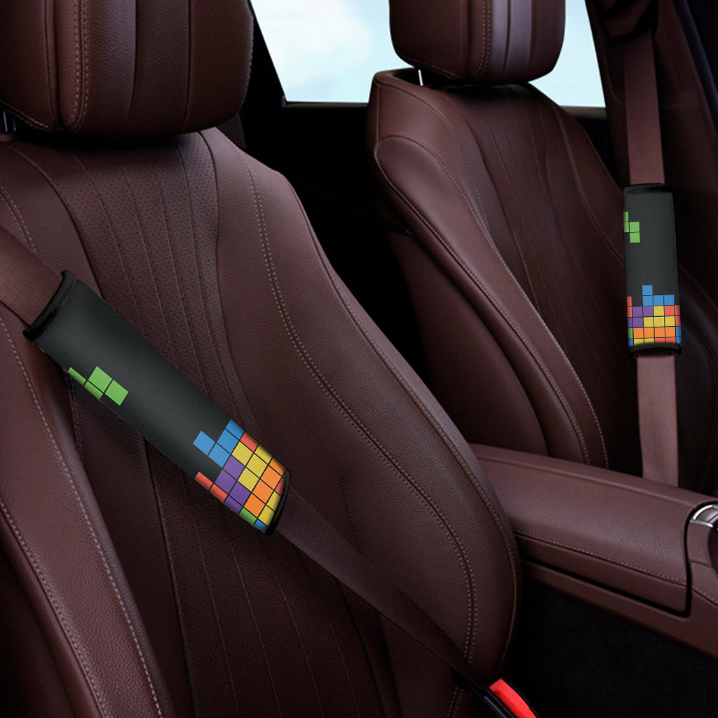 Colorful Brick Puzzle Video Game Print Car Seat Belt Covers