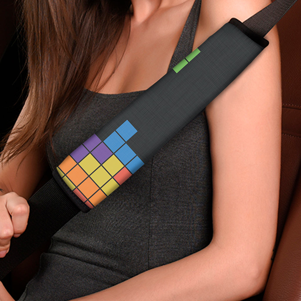 Colorful Brick Puzzle Video Game Print Car Seat Belt Covers