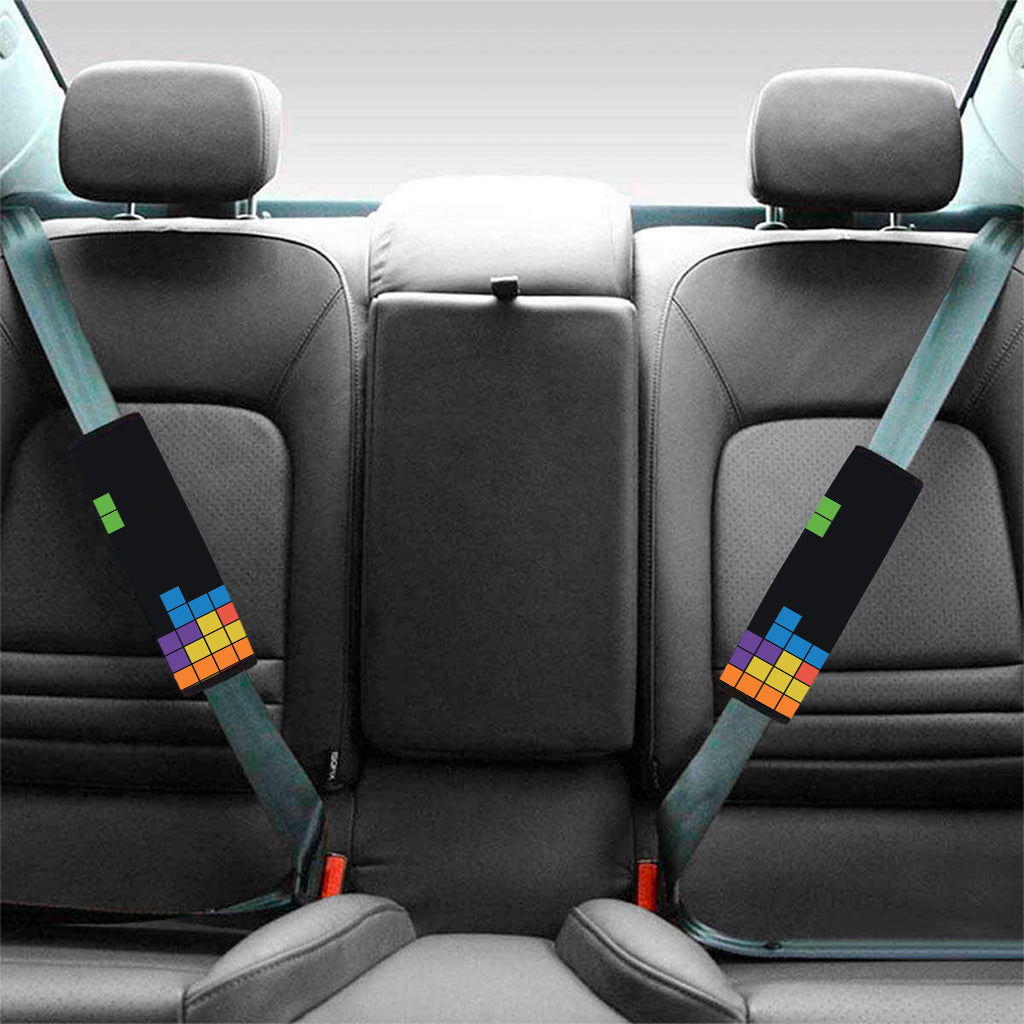 Colorful Brick Puzzle Video Game Print Car Seat Belt Covers