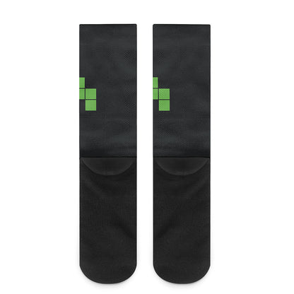 Colorful Brick Puzzle Video Game Print Crew Socks
