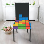 Colorful Brick Puzzle Video Game Print Dining Chair Slipcover