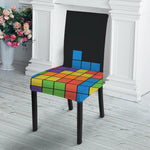 Colorful Brick Puzzle Video Game Print Dining Chair Slipcover