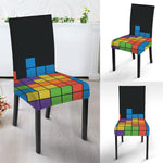 Colorful Brick Puzzle Video Game Print Dining Chair Slipcover