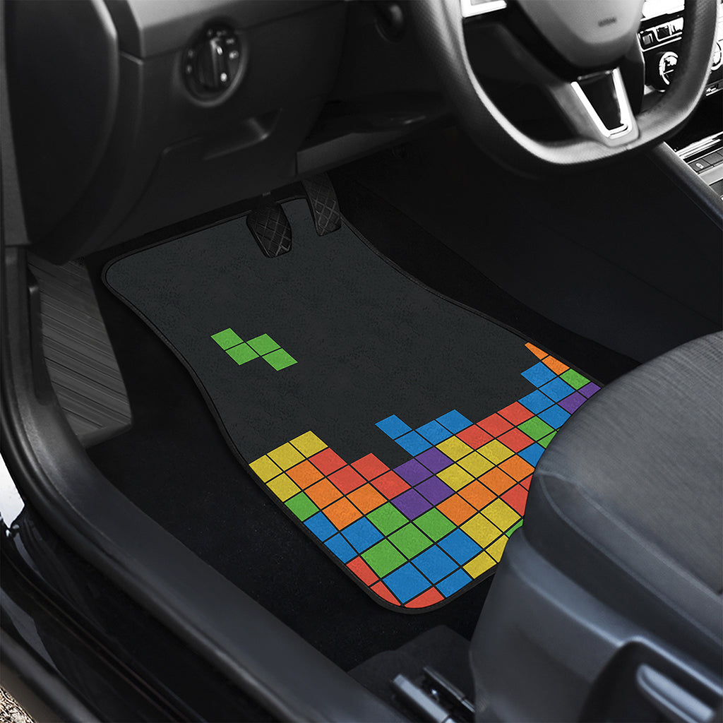 Colorful Brick Puzzle Video Game Print Front and Back Car Floor Mats