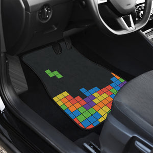 Colorful Brick Puzzle Video Game Print Front and Back Car Floor Mats