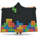 Colorful Brick Puzzle Video Game Print Hooded Blanket