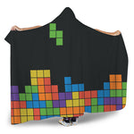 Colorful Brick Puzzle Video Game Print Hooded Blanket