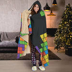 Colorful Brick Puzzle Video Game Print Hooded Blanket