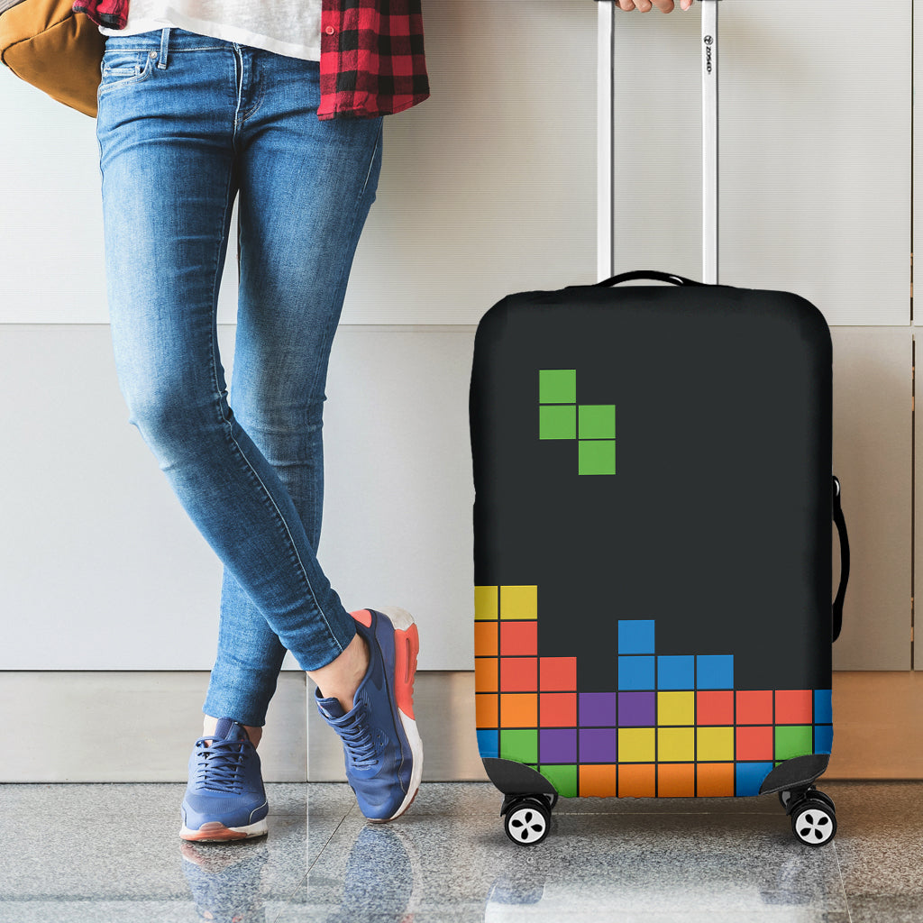 Colorful Brick Puzzle Video Game Print Luggage Cover