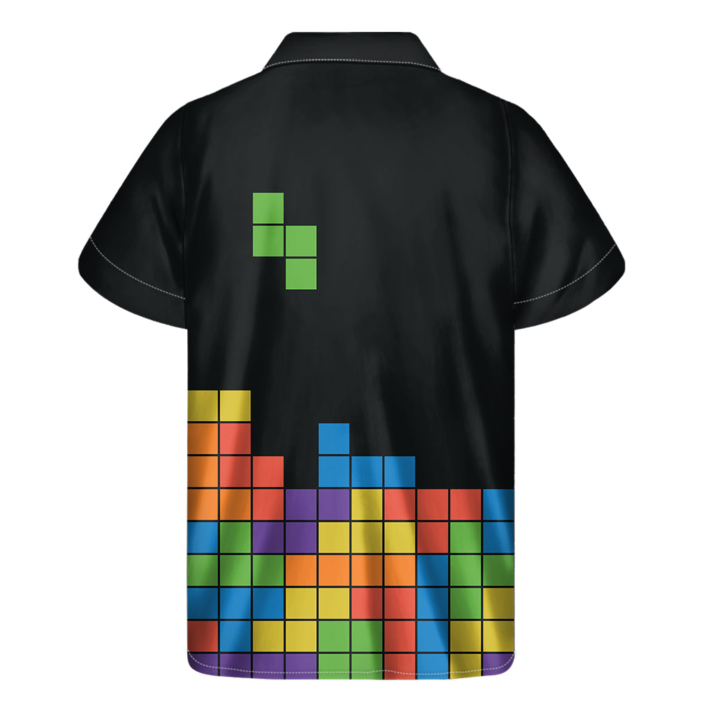 Colorful Brick Puzzle Video Game Print Men's Short Sleeve Shirt