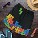 Colorful Brick Puzzle Video Game Print Men's Shorts