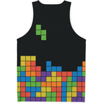 Colorful Brick Puzzle Video Game Print Men's Tank Top
