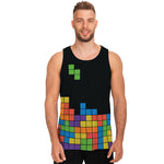 Colorful Brick Puzzle Video Game Print Men's Tank Top