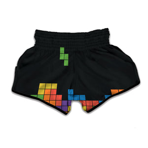 Colorful Brick Puzzle Video Game Print Muay Thai Boxing Shorts