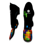 Colorful Brick Puzzle Video Game Print Muay Thai Shin Guard