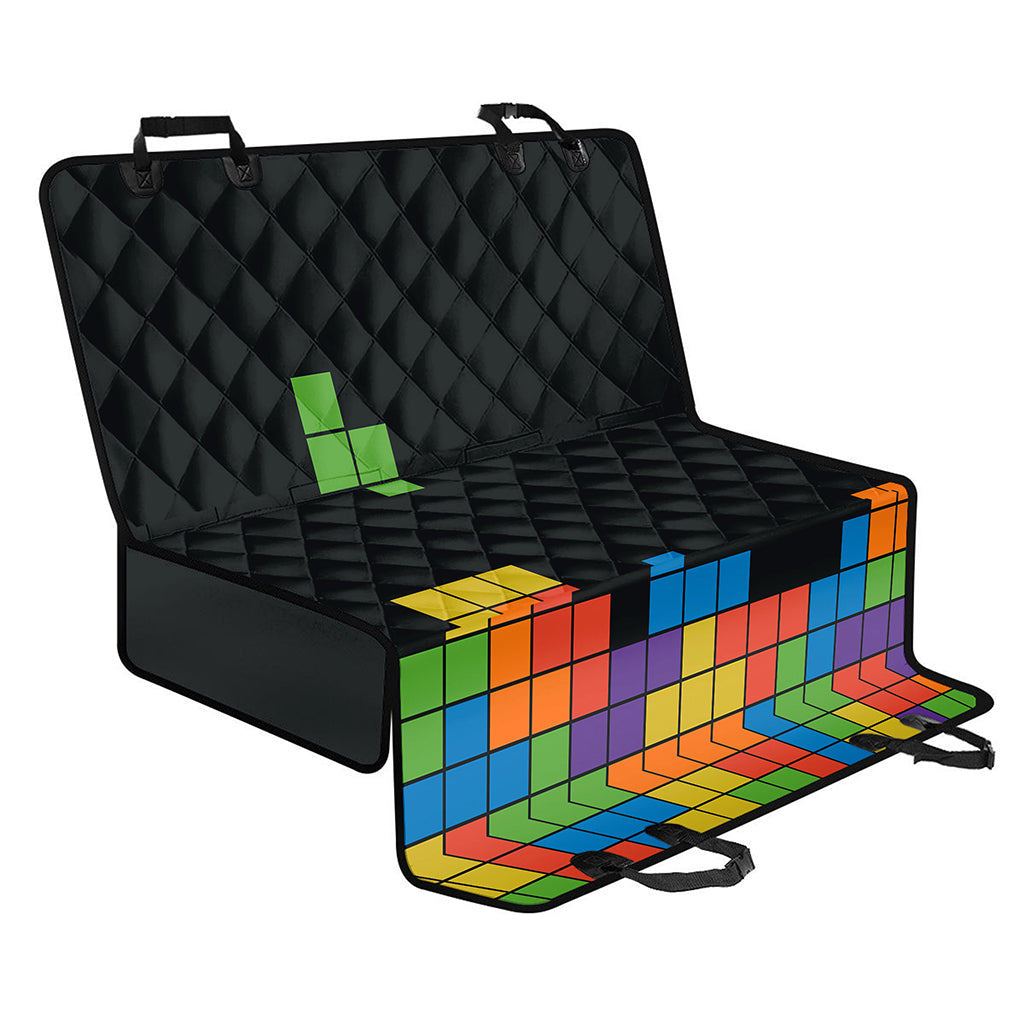 Colorful Brick Puzzle Video Game Print Pet Car Back Seat Cover