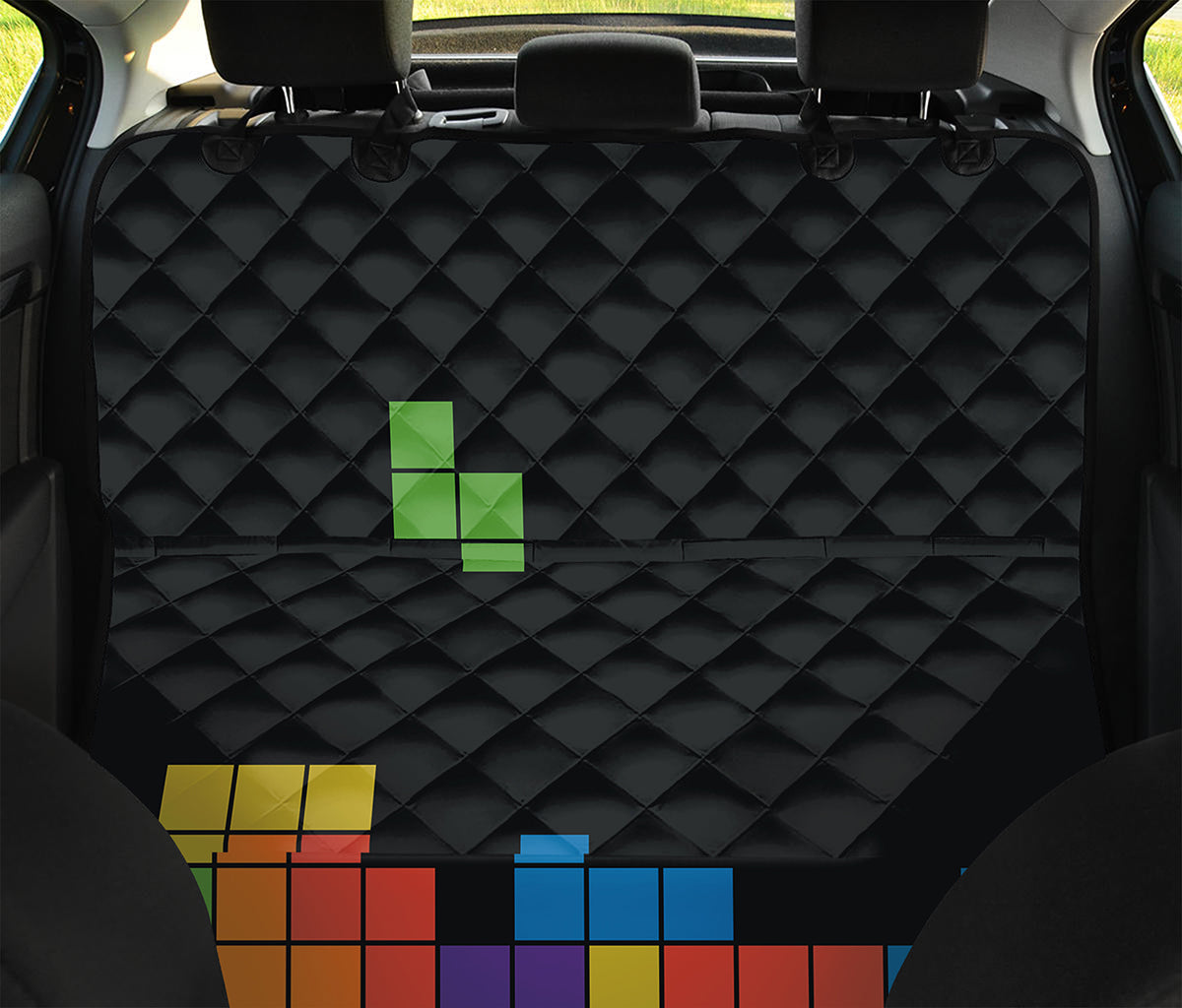 Colorful Brick Puzzle Video Game Print Pet Car Back Seat Cover