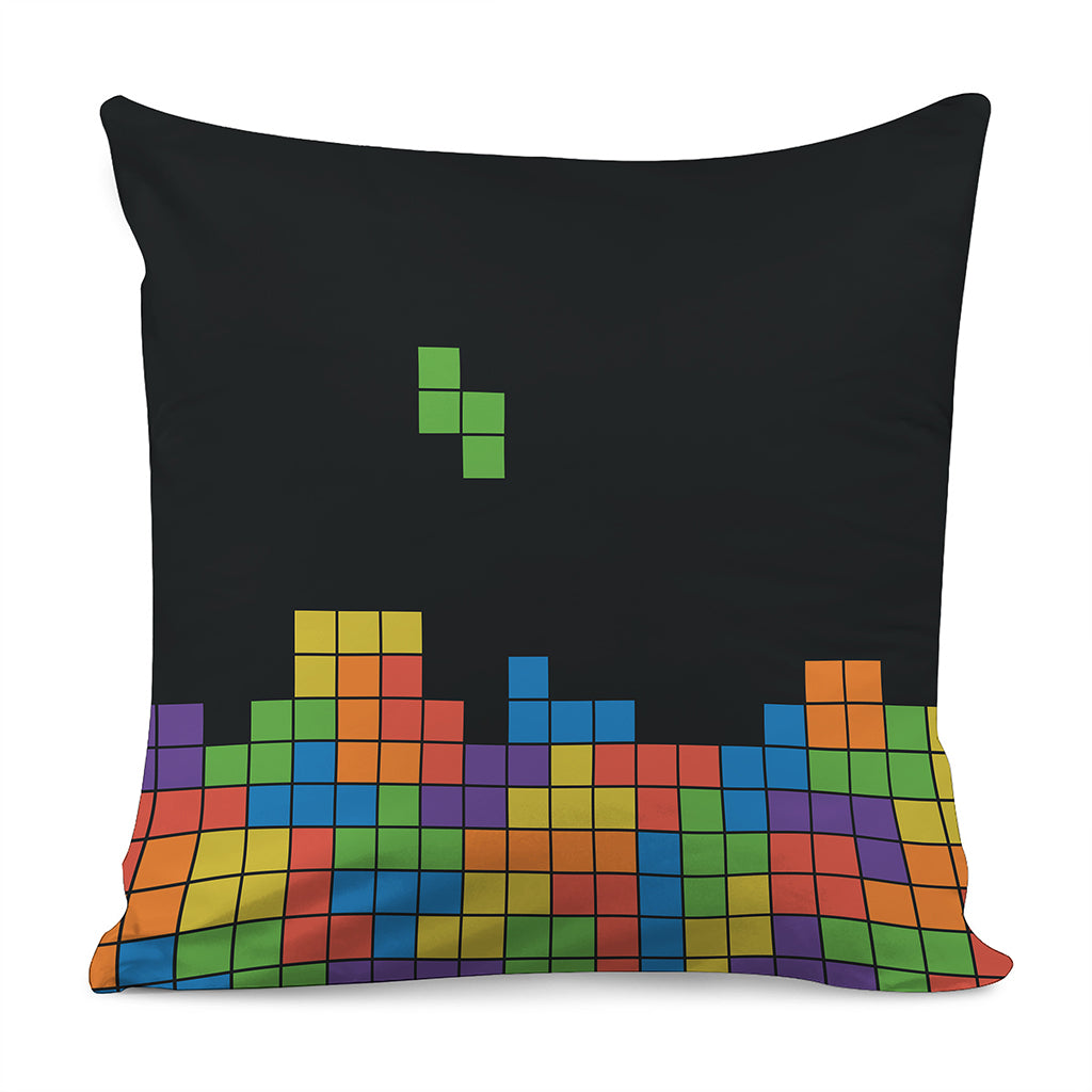 Colorful Brick Puzzle Video Game Print Pillow Cover