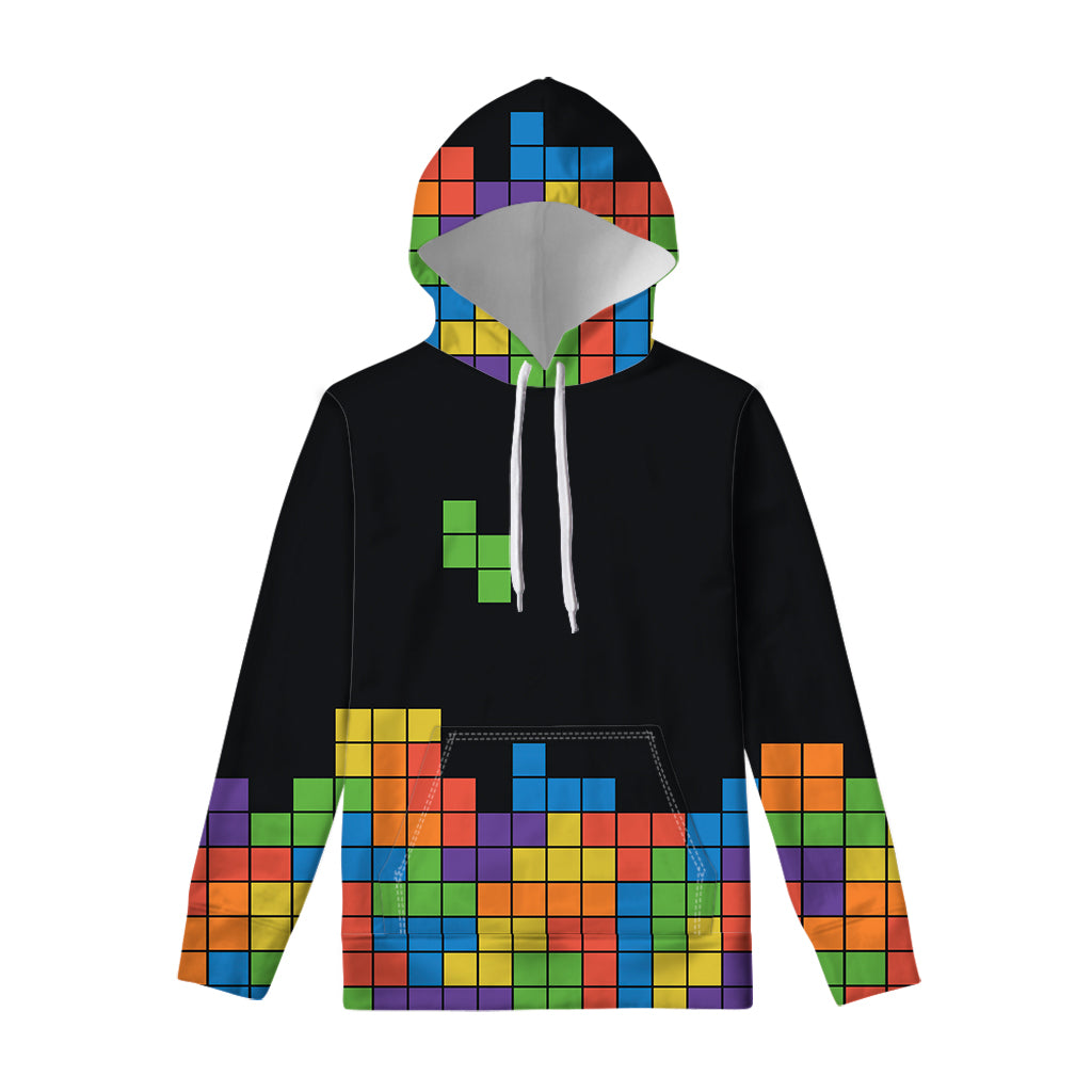 Colorful Brick Puzzle Video Game Print Pullover Hoodie