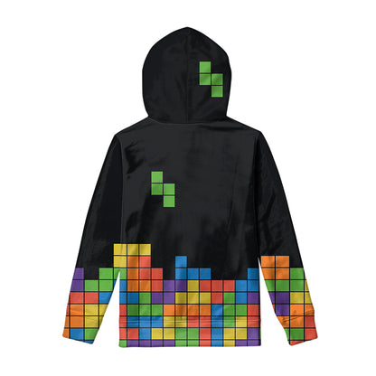 Colorful Brick Puzzle Video Game Print Pullover Hoodie