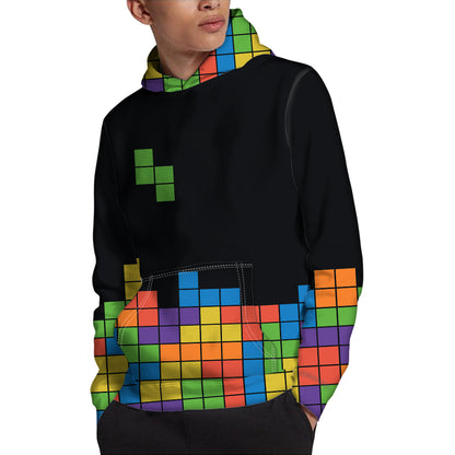 Colorful Brick Puzzle Video Game Print Pullover Hoodie