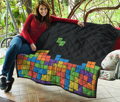 Colorful Brick Puzzle Video Game Print Quilt