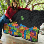 Colorful Brick Puzzle Video Game Print Quilt