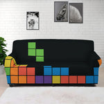 Colorful Brick Puzzle Video Game Print Sofa Cover