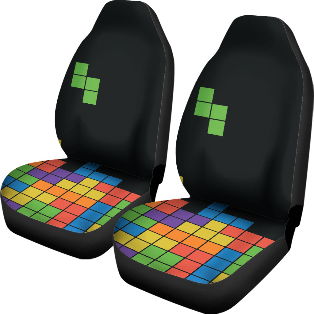 Colorful Brick Puzzle Video Game Print Universal Fit Car Seat Covers