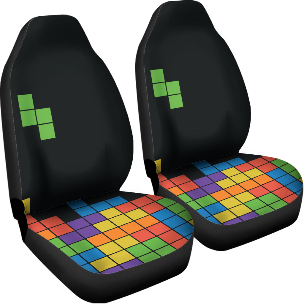 Colorful Brick Puzzle Video Game Print Universal Fit Car Seat Covers