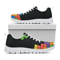 Colorful Brick Puzzle Video Game Print White Running Shoes