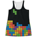 Colorful Brick Puzzle Video Game Print Women's Racerback Tank Top