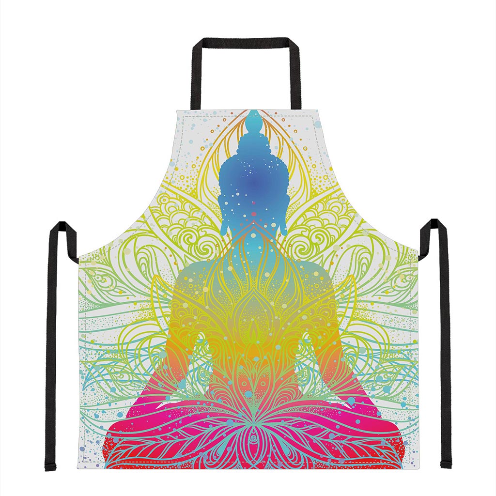 Colorful Buddha Lotus Print Apron
