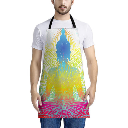 Colorful Buddha Lotus Print Apron