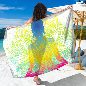 Colorful Buddha Lotus Print Beach Sarong Wrap