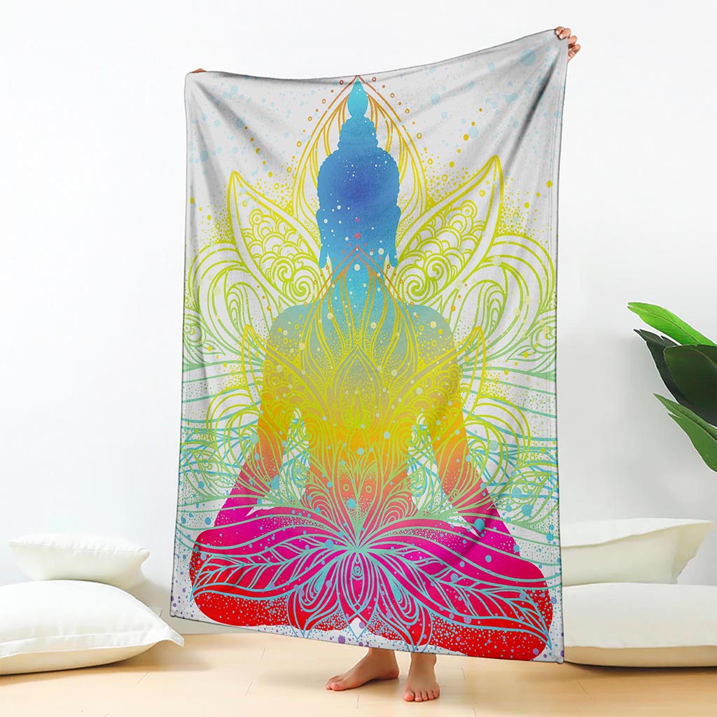 Colorful Buddha Lotus Print Blanket