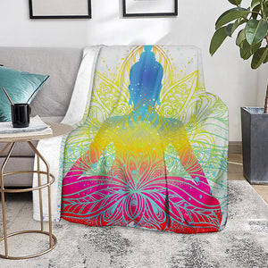 Colorful Buddha Lotus Print Blanket