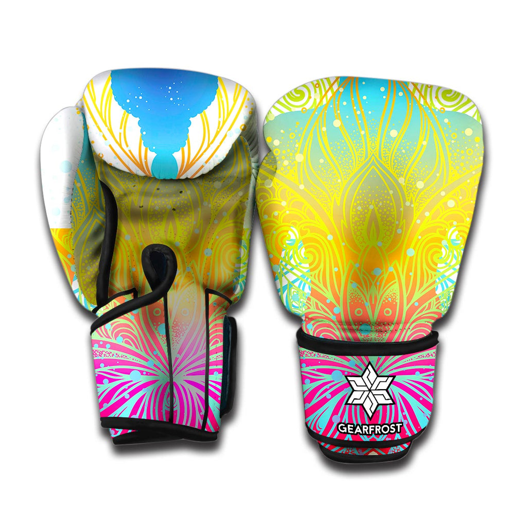 Colorful Buddha Lotus Print Boxing Gloves