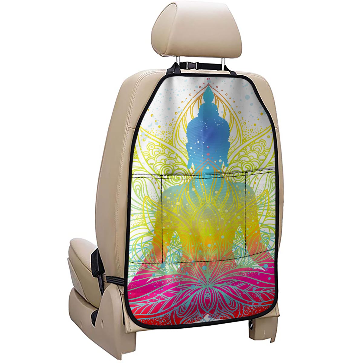 Colorful Buddha Lotus Print Car Seat Organizers