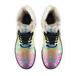Colorful Buddha Lotus Print Comfy Boots GearFrost