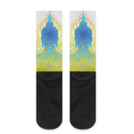 Colorful Buddha Lotus Print Crew Socks