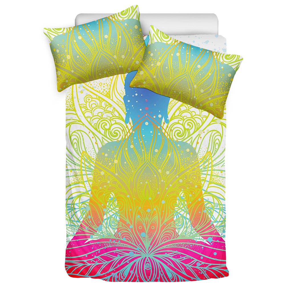 Colorful Buddha Lotus Print Duvet Cover Bedding Set